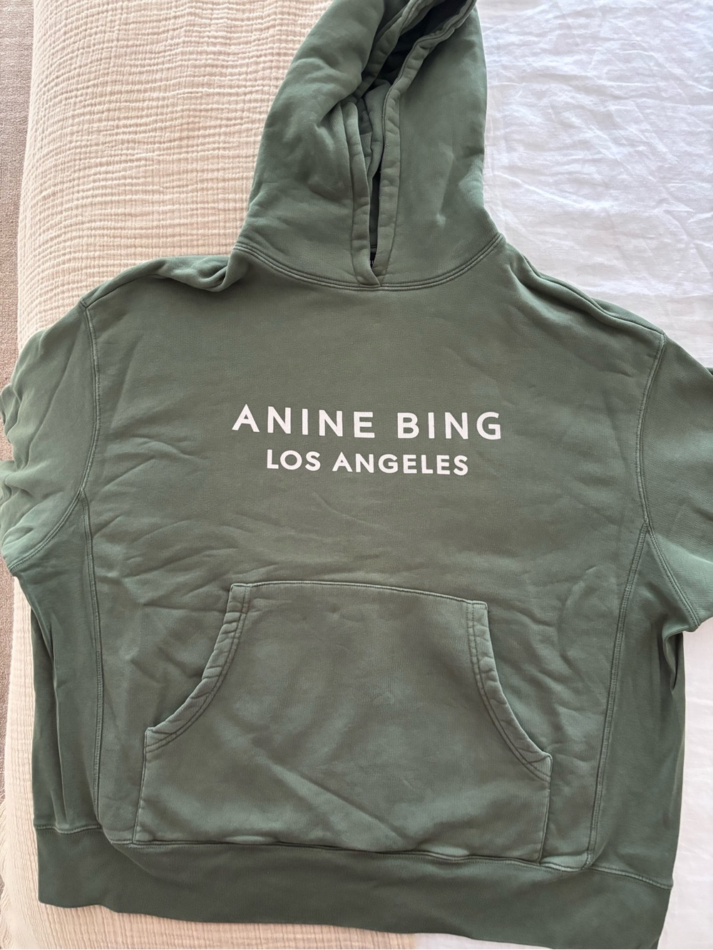 Anine Bing Olive Green 'ANINE BING LOS ANGELES' Hoodie